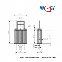 Magnetický rošt MR 300x300x120/9 VVM-4-80-PL-MODEL 1